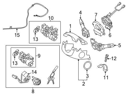 2016 Kia Rio Shroud, Switches & Levers Ignition Lock Cylinder Diagram for 819001WK00