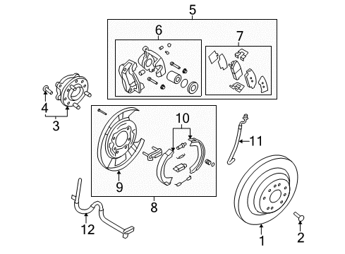 2010 Hyundai Genesis Rear Brakes Rear Disc Brake Pad Kit Diagram for 58302-3MA01