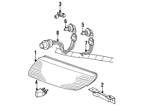 1996 Saturn SC1 Headlamps Adjuster, Headlamp Diagram for 16512123