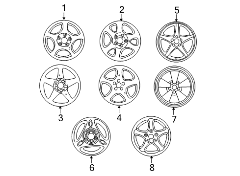 2003 Ford Mustang Wheels Wheel, Alloy Diagram for 3R3Z-1007-FA