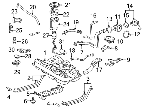 2012 Toyota Avalon Fuel Injection Filler Pipe Diagram for 77201-07070