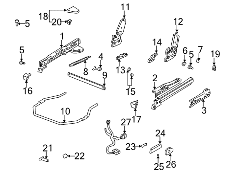 2001 Buick LeSabre Tracks & Components Switch Asm-P/D Power Reclining *Black Diagram for 25689593