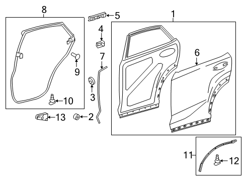 2020 Lexus NX300h Rear Door WEATHERSTRIP, Rear Door Diagram for 67887-78013