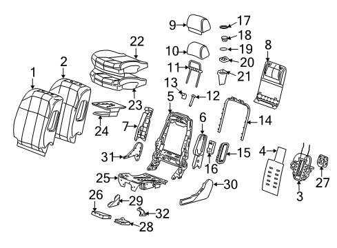 2008 Cadillac STS Power Seats Switch, Passenger Seat Adjuster & Reclining Diagram for 12451440