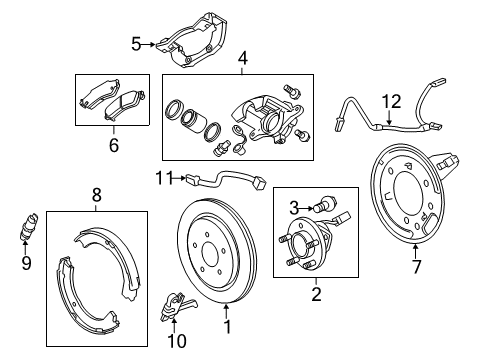 2011 Cadillac CTS Parking Brake Caliper Support Diagram for 25997463