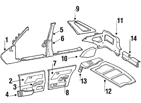 1989 Hyundai Excel Interior Trim Trim Assembly-Center Pillar Upper LH Diagram for 85831-21010-AL