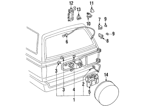 1991 Toyota 4Runner Spare Tire Carrier Lock Spring Diagram for 51939-89102