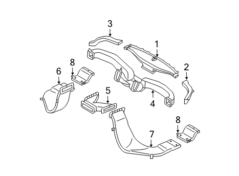 2007 Kia Sorento Ducts Nozzle-DEFROSTER Diagram for 973513E060