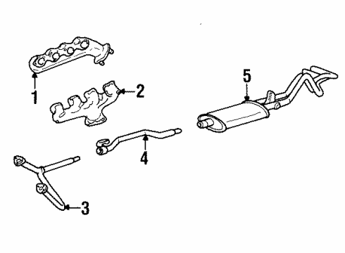 1988 GMC K3500 Exhaust Components, Exhaust Manifold Exhaust Pipe Assembly Diagram for 15567730