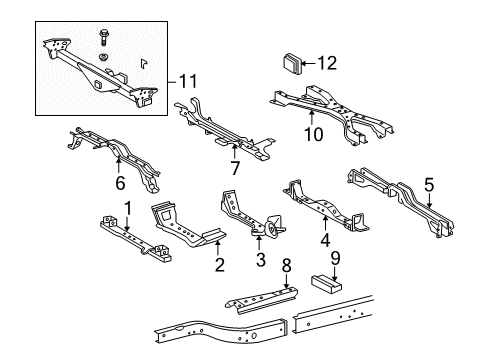 2011 Toyota Tacoma Crossmembers & Components Crossmember Diagram for 51204-04060