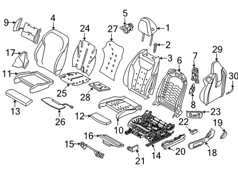 2022 BMW M4 Passenger Seat Components BACKREST FRAME, RIGHT Diagram for 52107421860