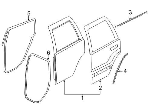 2019 Jeep Grand Cherokee Rear Door WEATHERSTRIP-Rear Door Opening Diagram for 55399214AG