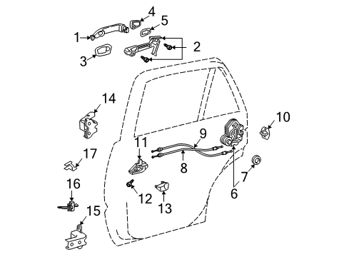 2008 Lexus RX350 Rear Door Rear Door Inside Handle Sub-Assembly, Right Diagram for 69207-48010-A0