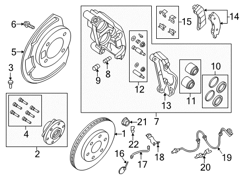 2020 Nissan Titan XD Brake Components Rear Brake Pads Kit Diagram for D4060-1PA1A