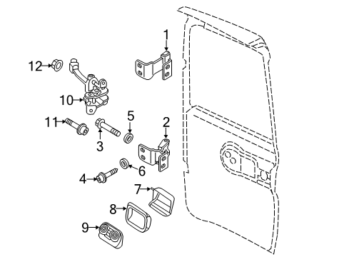 2021 Ram ProMaster City Lock & Hardware Cover-Bracket Diagram for 68284389AA