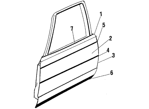 1987 Buick Regal Door & Components Molding, Front Side Door Upper Diagram for 20518950