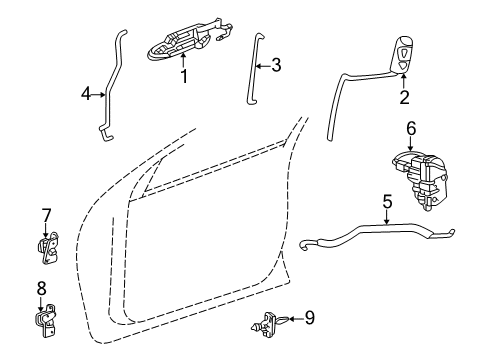 1999 Chrysler Concorde Front Door - Lock & Hardware Link-Inside Handle To Latch Diagram for 4574141