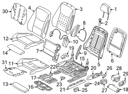 2019 BMW 330i xDrive Power Seats Seat Adjustment Switch, Left Diagram for 61316826025