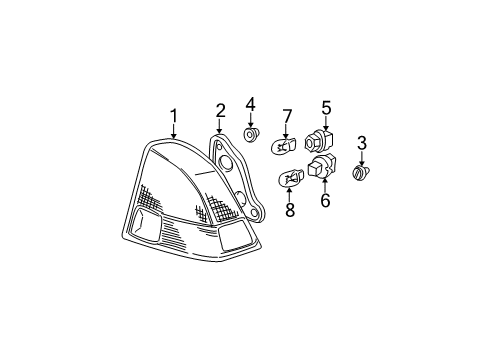 2002 Honda Civic Bulbs Lamp Unit, L. Tail Diagram for 33551-S5D-A01