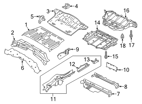 2018 Nissan Leaf Rear Body - Floor & Rails Floor-Rear, Rear Diagram for 74511-5SA0A