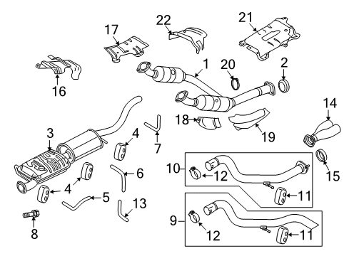 2010 Ford Explorer Sport Trac Exhaust Components Muffler Diagram for 8A2Z-5230-B