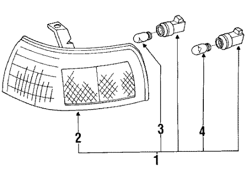 1990 Honda Accord Park & Side Marker Lamps Lens, Passenger Side Diagram for 34301-SM4-A02