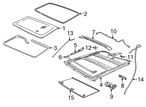 2006 Lincoln Navigator Sunroof Sunroof Frame Bracket Diagram for 2L1Z-78502E29-AB