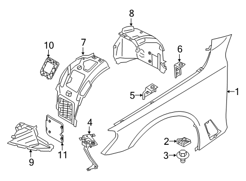 2022 BMW 745e xDrive Fender & Components Cover, Bottom Left Diagram for 51757493367