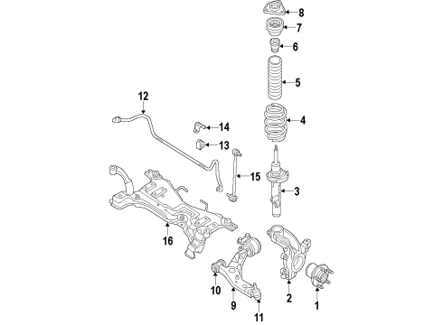 2010 Ford Transit Connect Front Suspension Components, Lower Control Arm, Stabilizer Bar Stabilizer Link Diagram for 2T1Z-5K484-AA