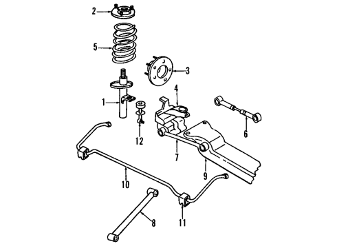 1993 Eagle Vision Rear Suspension Components, Stabilizer Bar Link-SWAY ELIM Rear Suspension Diagram for 4582855