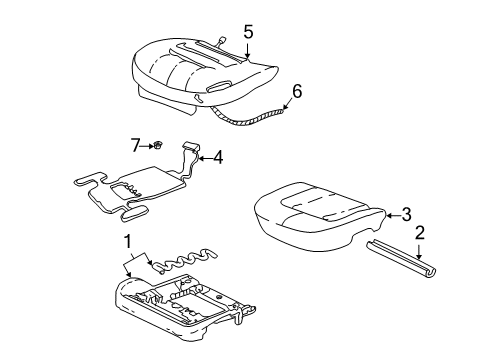 2005 Cadillac DeVille Front Seat Components Pad Asm, Passenger Seat Cushion Diagram for 88957763