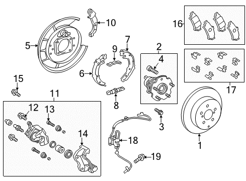 2013 Toyota Prius V Anti-Lock Brakes Front Speed Sensor Diagram for 89542-12080