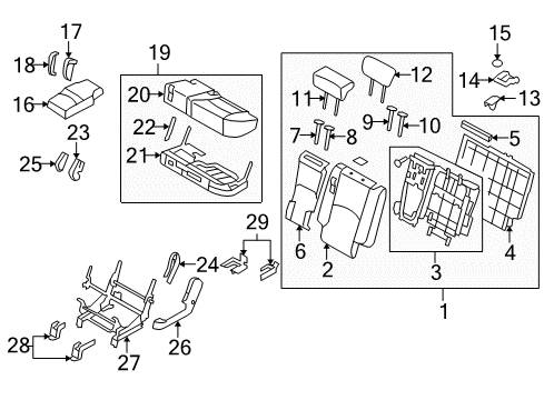 2009 Kia Borrego Second Row Seats Cover-2ND Cushion Inner Inside Diagram for 890542J100H9