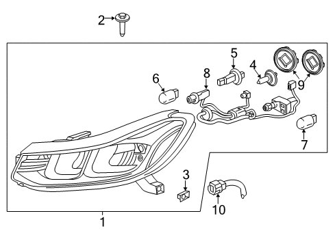 2017 Chevrolet Trax Headlamps Composite Assembly Diagram for 42725481