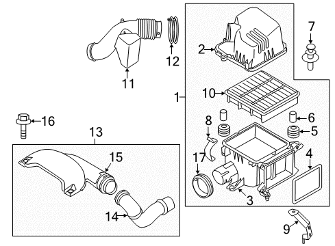 2011 Kia Forte Filters Air Cleaner Assembly Diagram for 281101M400