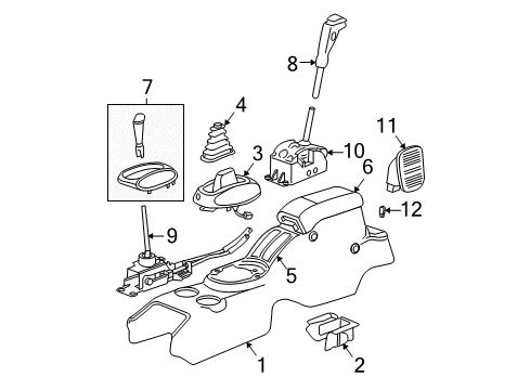 2005 Chrysler Sebring Gear Shift Control - AT Console-Floor Diagram for 1BB021DVAB