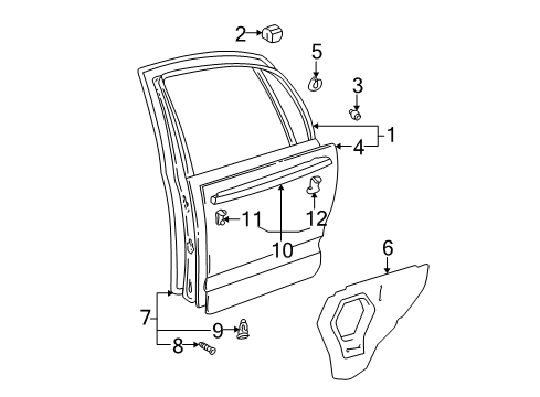 1999 Lexus GS300 Rear Door Weatherstrip, Rear Door, RH Diagram for 67871-30222