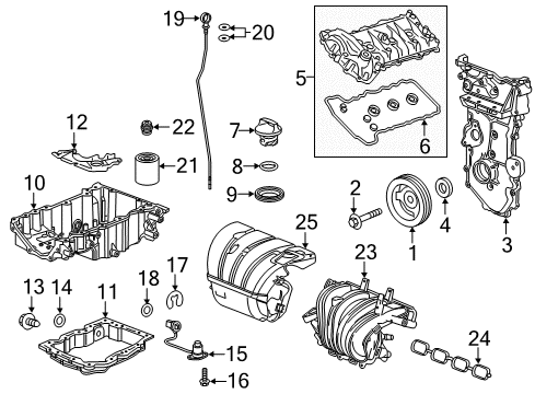 2018 Buick LaCrosse Engine Parts, Mounts, Cylinder Head & Valves, Camshaft & Timing, Variable Valve Timing, Oil Pan, Oil Pump, Balance Shafts, Crankshaft & Bearings, Pistons, Rings & Bearings Dipstick Diagram for 12654077