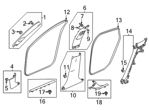 2022 Honda Civic Interior Trim - Pillars SEAL, R- FR Diagram for 72315-T20-A11