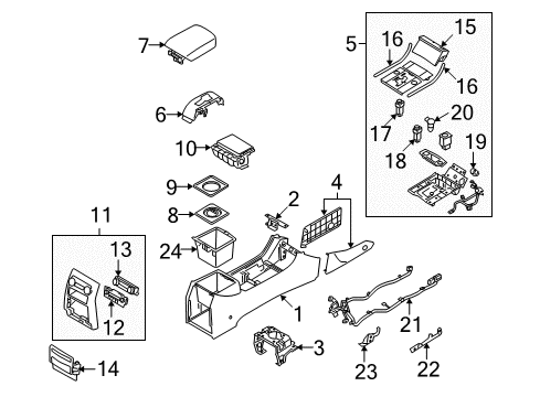 2011 Hyundai Veracruz Console Console-Front Diagram for 84610-3J000-WK