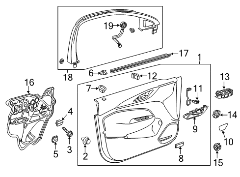 2020 Buick Regal Sportback Interior Trim - Front Door Lock Knob Bezel Diagram for 13307668