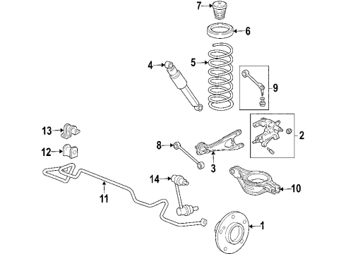 2012 Kia Sedona Rear Suspension Components, Lower Control Arm, Upper Control Arm, Stabilizer Bar Bracket-Stabilizer, LH Diagram for 555354D000