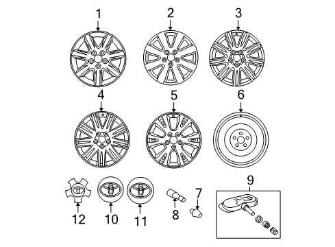 2006 Toyota Avalon Wheels, Covers & Trim Center Cap Diagram for 42603-AC070