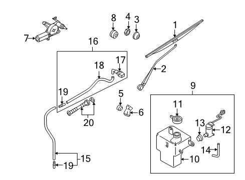 2004 Kia Sedona Wiper & Washer Components Washer Tank Diagram for 0K53A67481