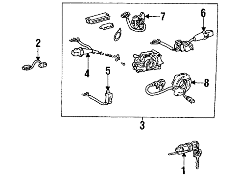 1995 Toyota Corolla Switches Cylinder & Keys Diagram for 69057-12220