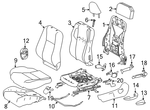 2018 Toyota RAV4 Driver Seat Components Cushion Cover Diagram for 71072-0R160-C3