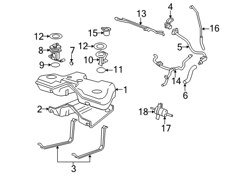 2005 Mercury Montego Fuel Supply Support Strap Diagram for 6G1Z-9092-A