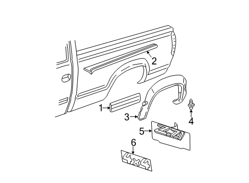 2007 Chevrolet Silverado 1500 Exterior Trim - Pick Up Box Upper Molding Diagram for 15932236