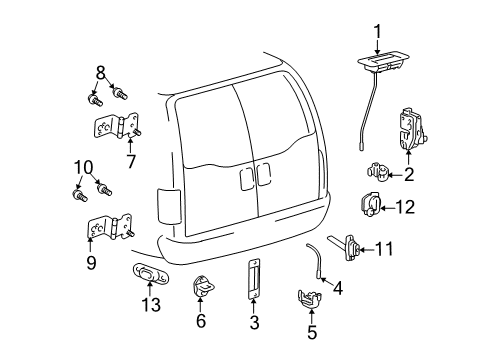 2003 Ford Excursion Cargo Door Upper Hinge Diagram for YC3Z-78420A68-BA