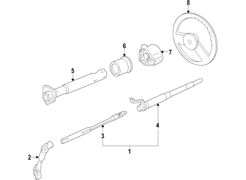 2009 GMC Savana 2500 Steering Column, Steering Wheel & Trim, Shaft & Internal Components, Shroud, Switches & Levers Column Asm, Steering Diagram for 19168533